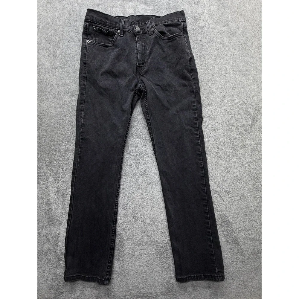 Levis 514 Jeans‎ Mens Measured 31x28 Black Straight Leg Stretch Zip Fly Casual